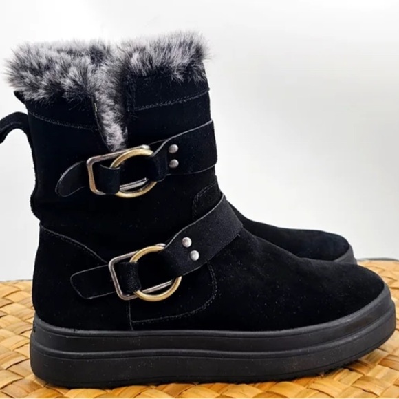 J Slides Shoes - NWT J Slides Black Winter Boots with Faux Fur